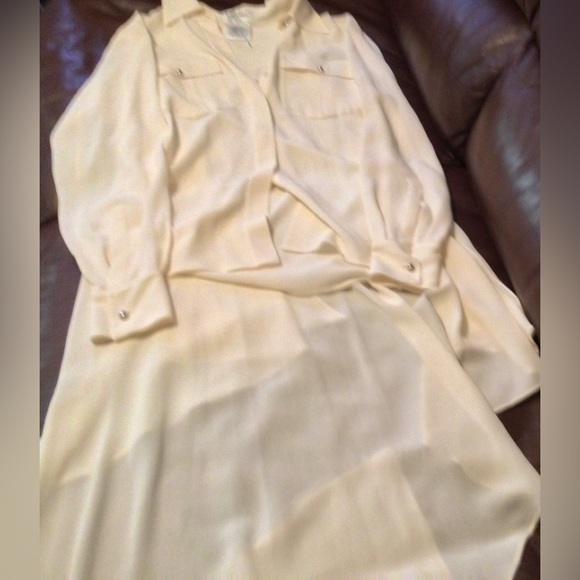 🧡Sold ebay🧡Chanel 2015 Cruise Collection Creme silk high-low top Fr 38 - Picture 5 of 10